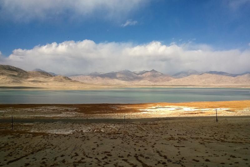 Sasyk Kel lake on Alichur plateau in Pamir range