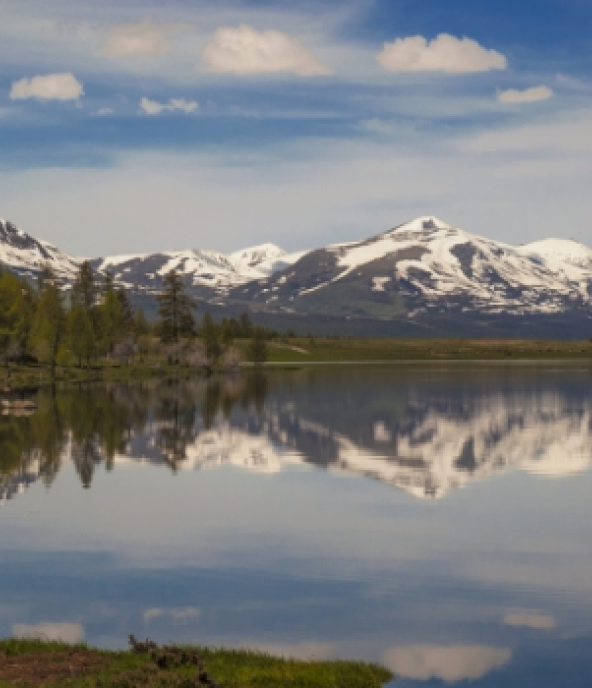 Syrgali Valley mirror view of Khurgan Nuur lake
